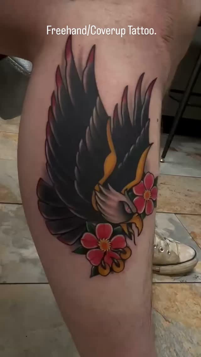 Freehand eagle cover-up